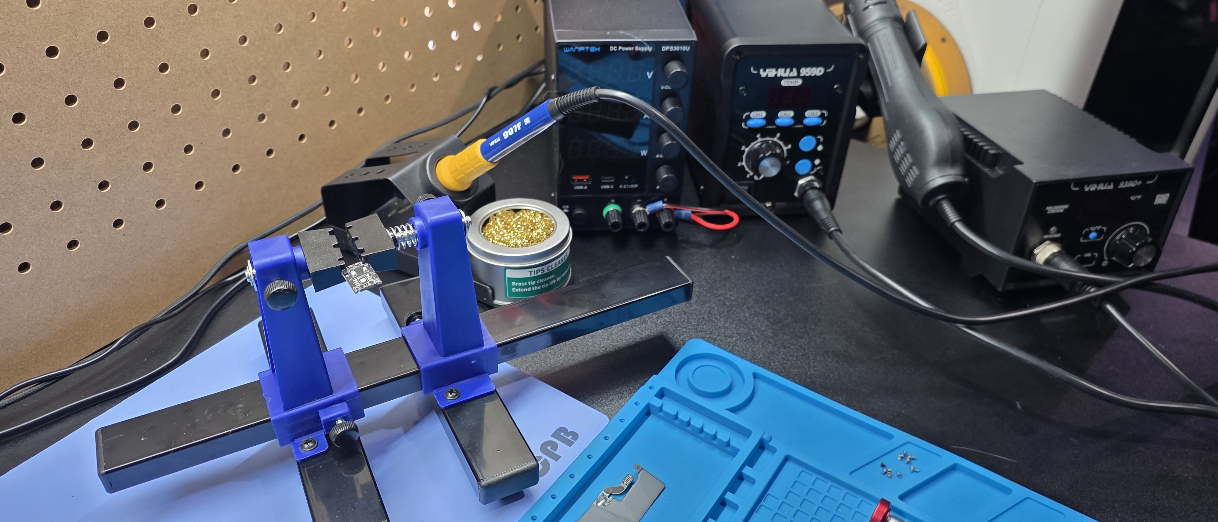 Hot air station, soldering iron, and PCB holder at Circuit Savages Palmdale